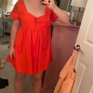 Free People Orange Shorts Romper